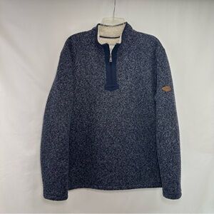 Orvis Men's Navy Blue Quarter Zip Sherpa Lined Sweater